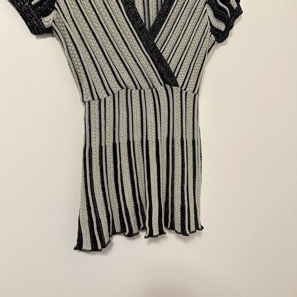 Say What Womens M Knit Babydoll Striped Top Y2K Mall Whimsigoth Grunge Sparkle - Picture 3 of 6